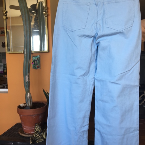 H&M Blue Twill High Waist Wide Leg Pants Size 14 - Picture 7 of 9